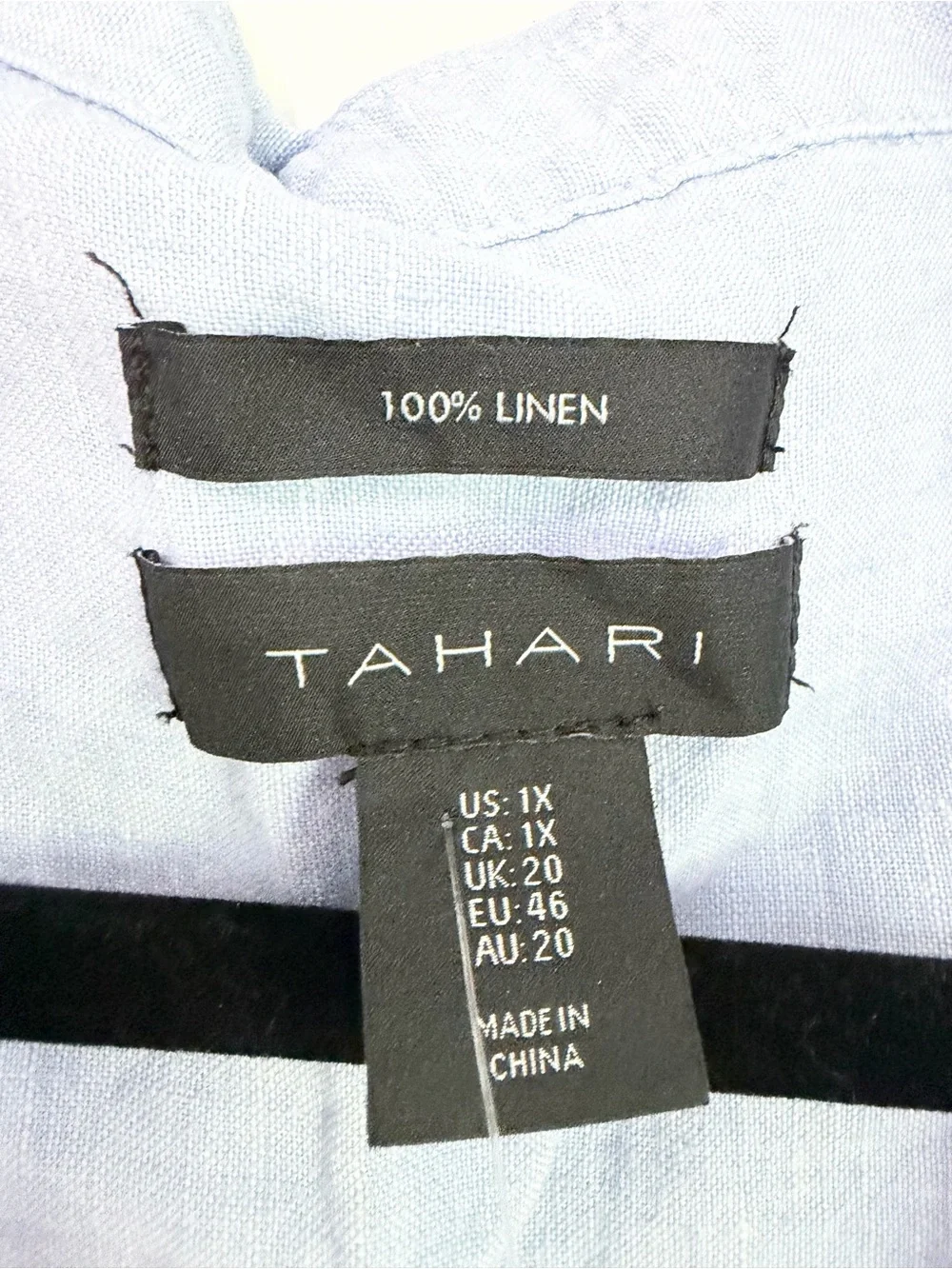 Tahari 100% linen button down dress collared size 1X